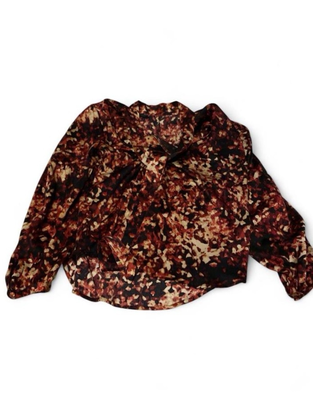 Women's Abstract Print Blouse in Brown and Black